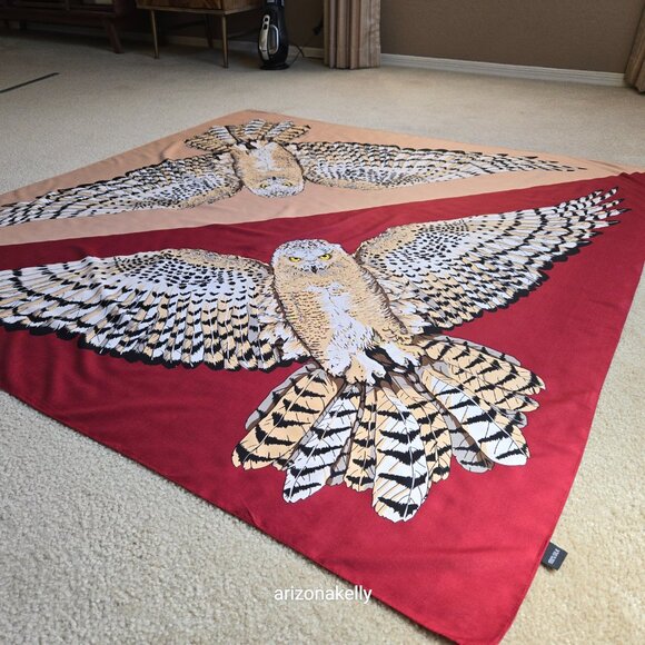 *HUGE* Silk Owl Scarf Wrap Shawl - Picture 14 of 16